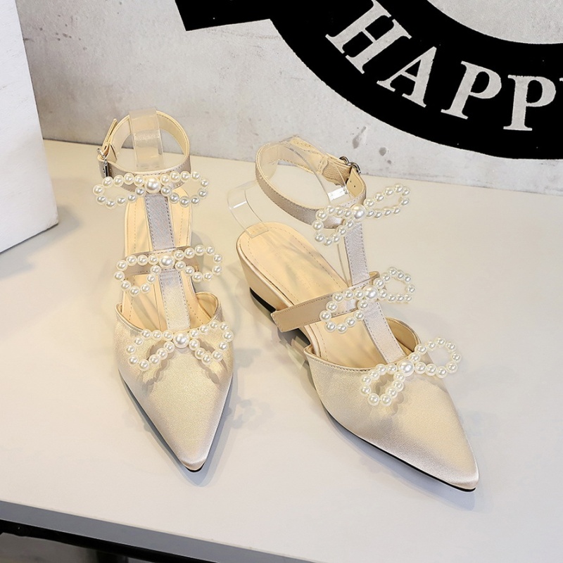 France style pointed sandals hollow satin shoes for women