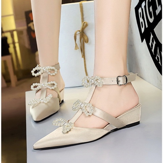 France style pointed sandals hollow satin shoes for women