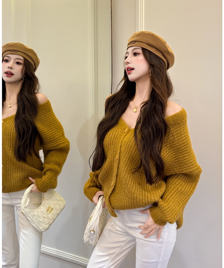 Autumn and winter sweater bat sleeve cardigan for women