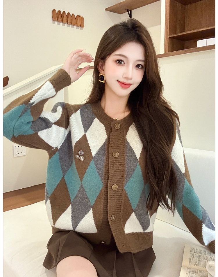 Autumn and winter quilted cardigan knitted sweater