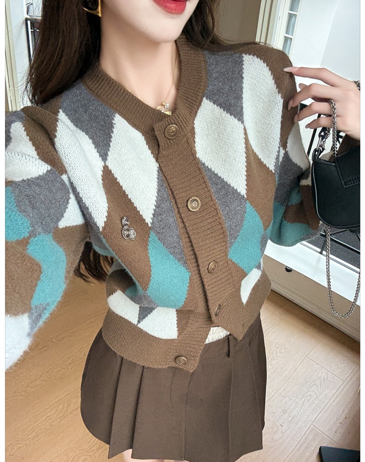 Autumn and winter quilted cardigan knitted sweater