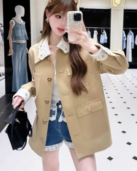 Single-breasted business suit khaki windbreaker