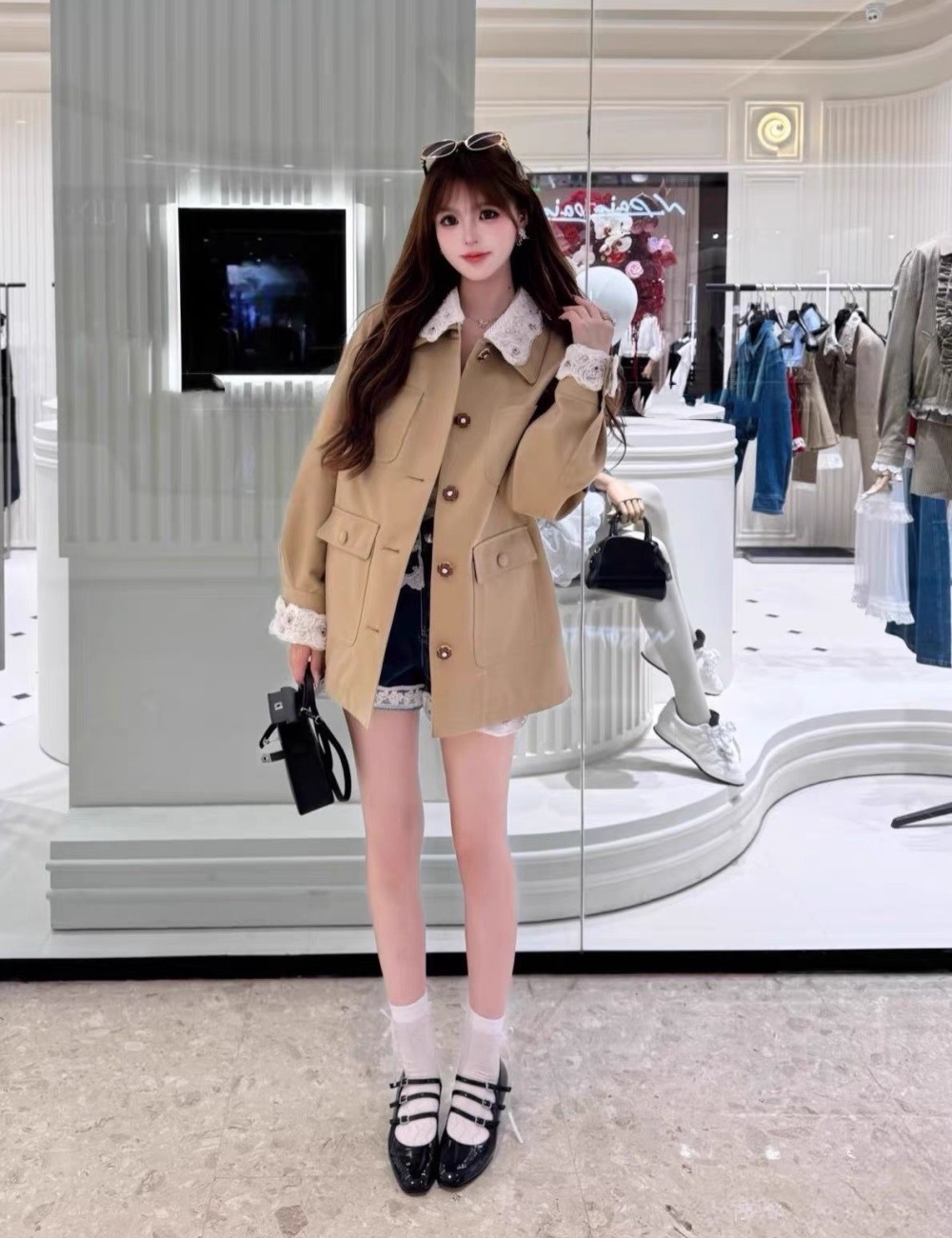 Single-breasted business suit khaki windbreaker