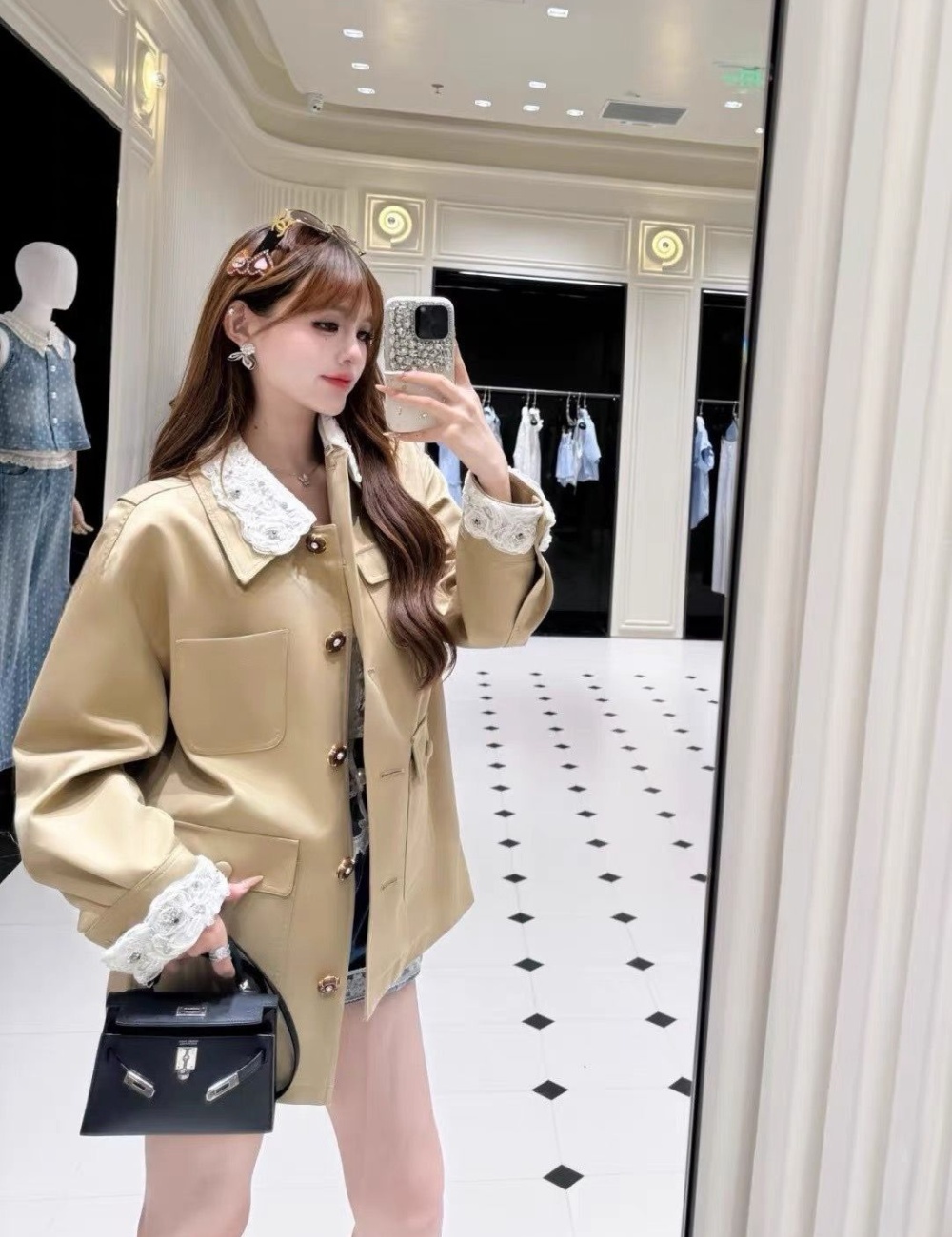 Single-breasted business suit khaki windbreaker