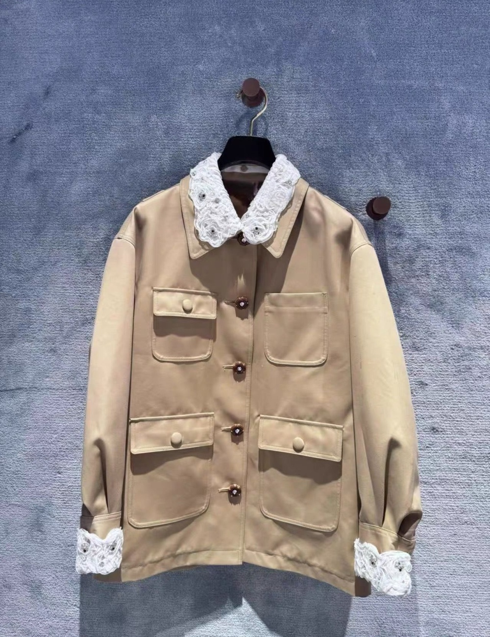 Single-breasted business suit khaki windbreaker