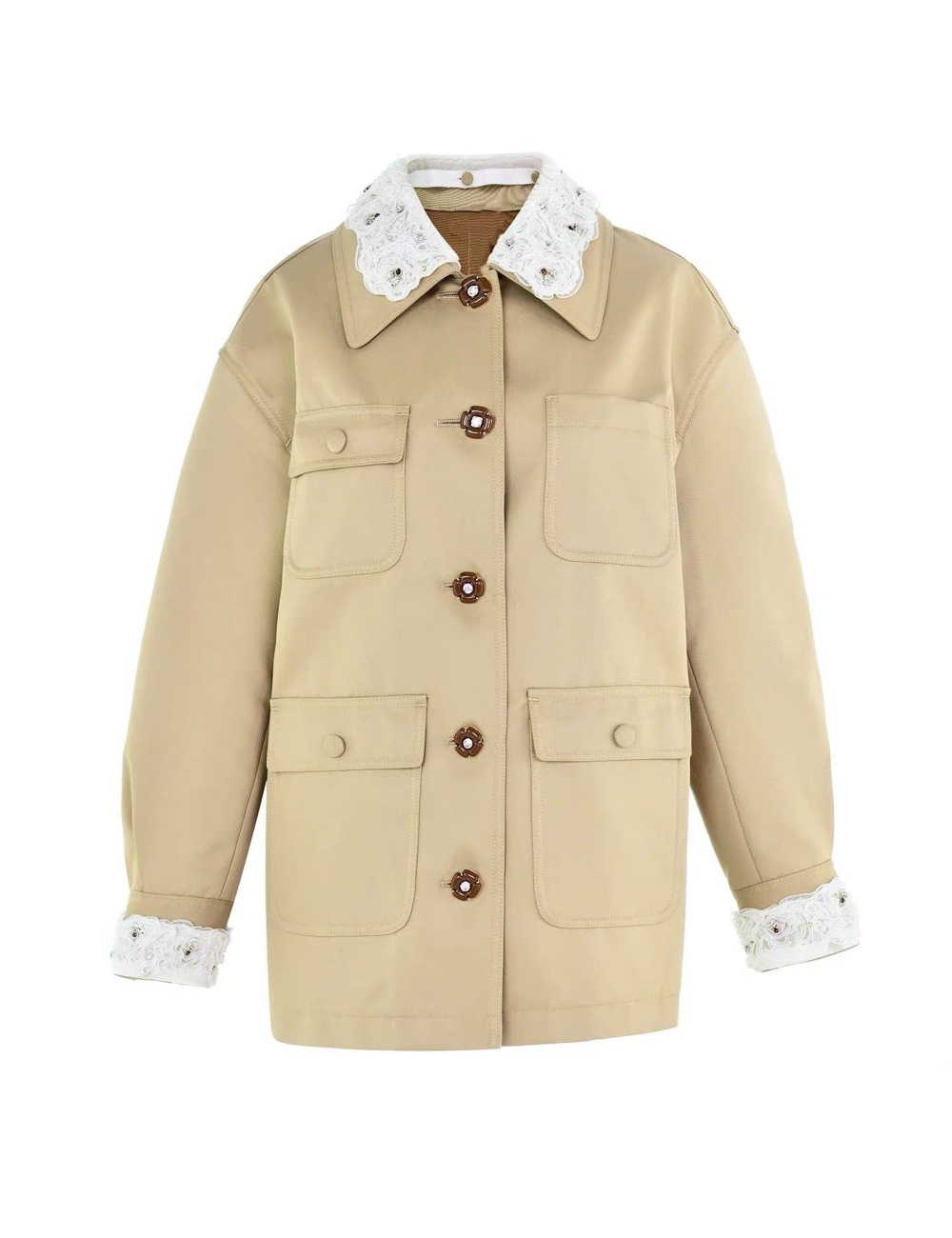 Single-breasted business suit khaki windbreaker