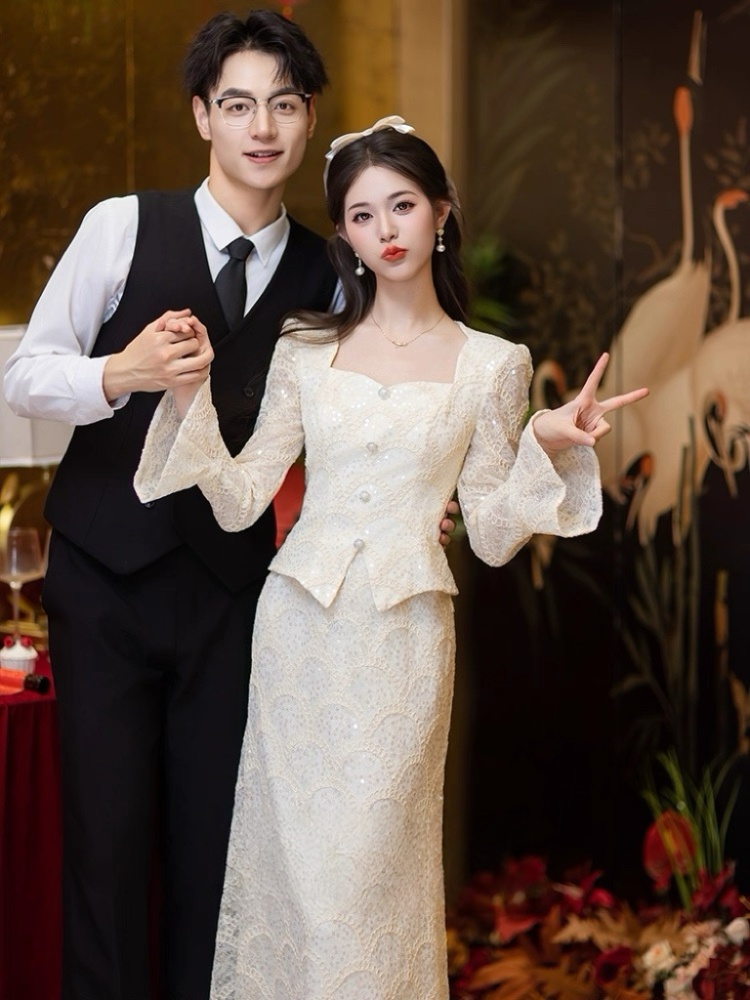 Chinese style formal dress mermaid cheongsam a set