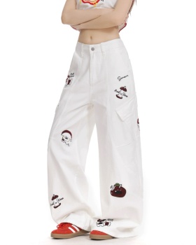 American style puppy work clothing white summer jeans