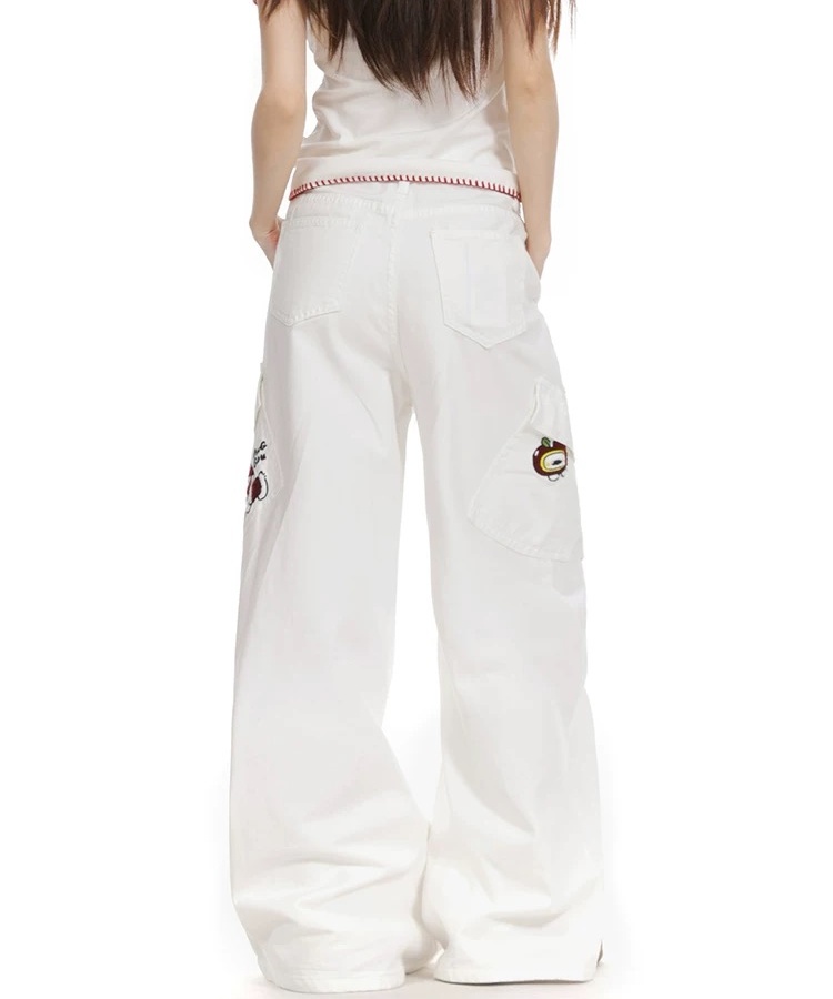 American style puppy work clothing white summer jeans