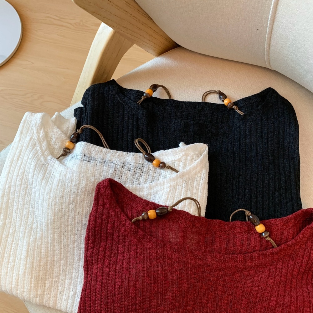 Halter slim tops flat shoulder autumn T-shirt for women
