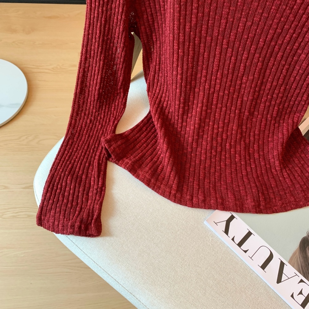 Halter slim tops flat shoulder autumn T-shirt for women