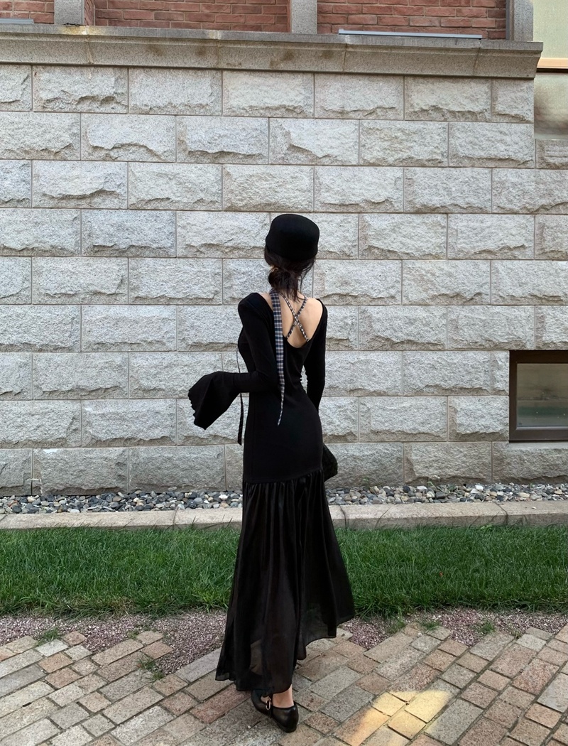 Streamer autumn dress package hip long dress