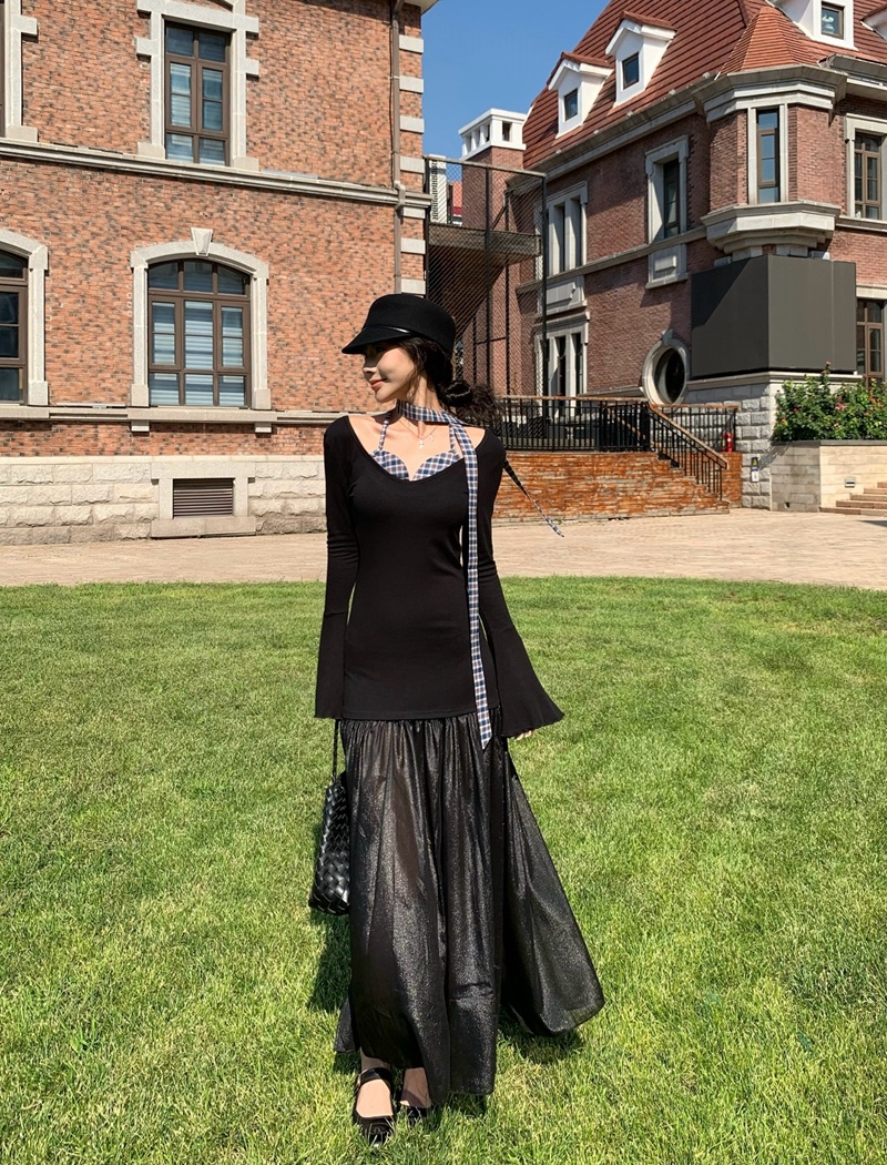 Streamer autumn dress package hip long dress
