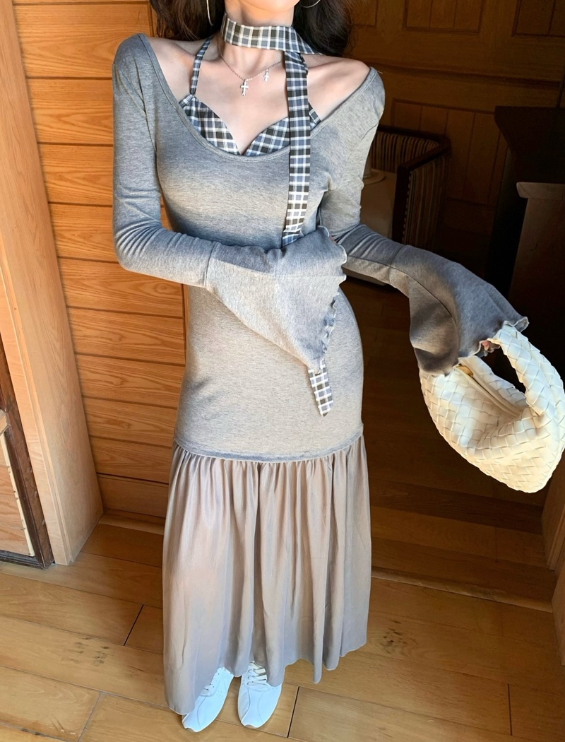 Streamer autumn dress package hip long dress