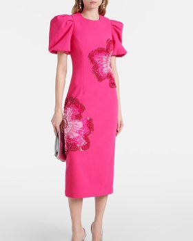 Stereoscopic European style beading sequins colors dress