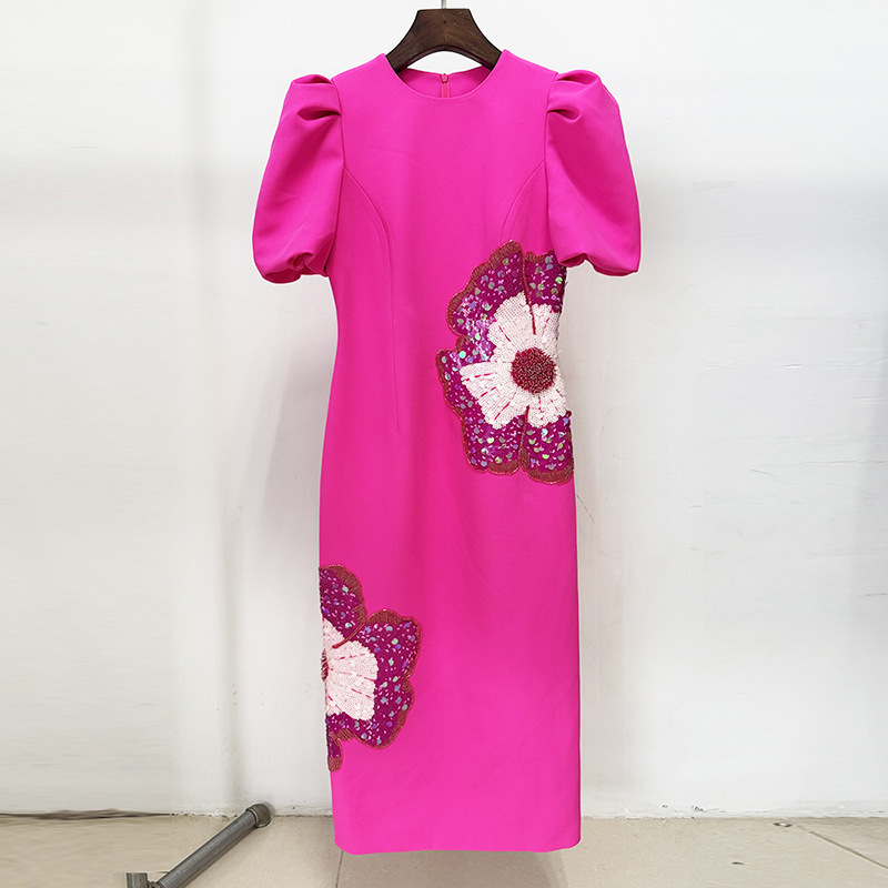 Stereoscopic European style beading sequins colors dress