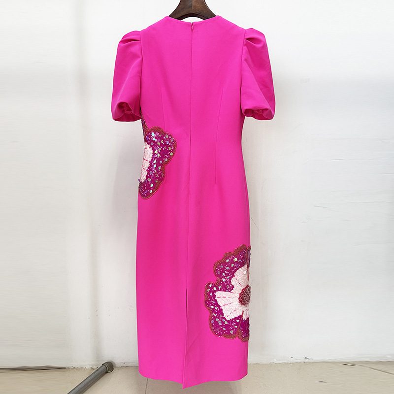 Stereoscopic European style beading sequins colors dress