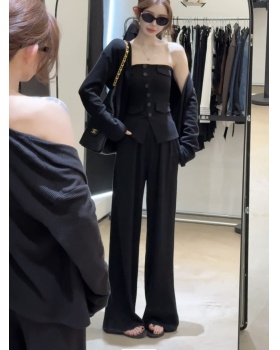 Autumn cardigan wide leg pants 3pcs set