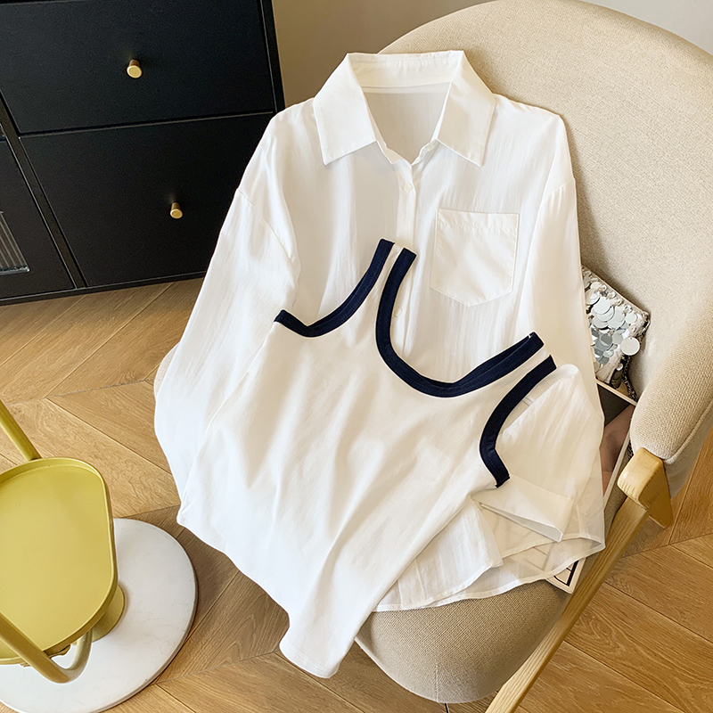 Autumn small sling long sleeve shirt 2pcs set
