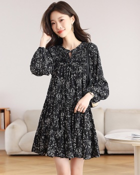 Floral long sleeve autumn slim fashion chiffon dress
