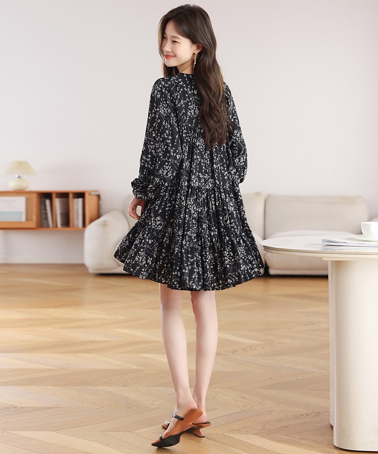 Floral long sleeve autumn slim fashion chiffon dress