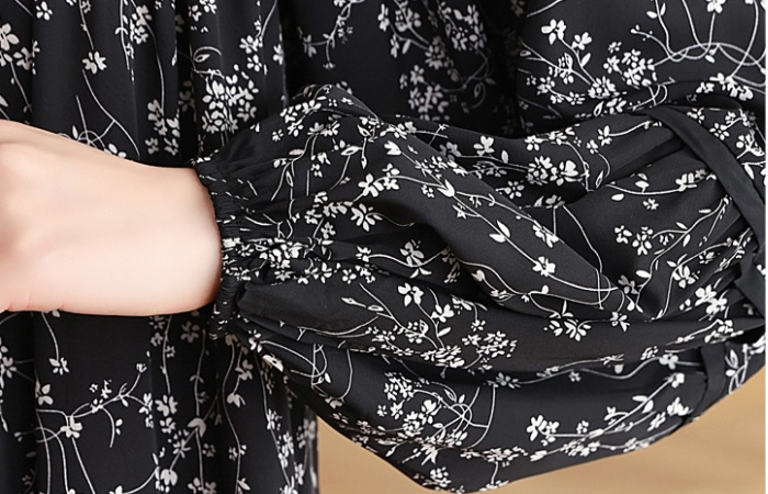 Floral long sleeve autumn slim fashion chiffon dress