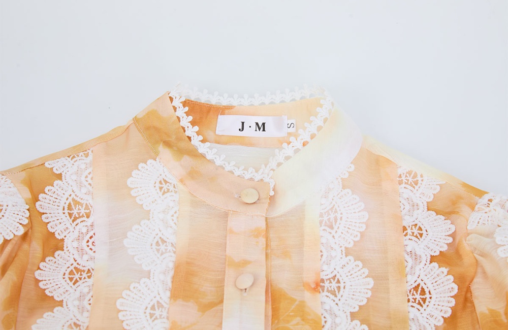 Big skirt pocket skirt printing lace tops 2pcs set