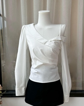 Dazzle slim chouzhe tops micro-bomb sloping shoulder shirt