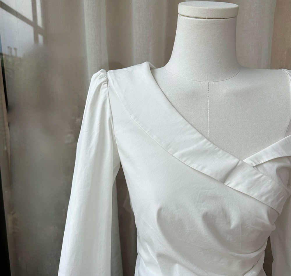 Dazzle slim chouzhe tops micro-bomb sloping shoulder shirt