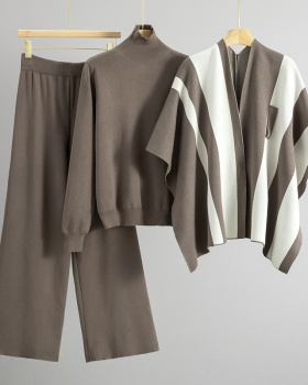 Fashion wide leg pants France style shawl 3pcs set