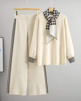 Autumn and winter scarves wide leg pants 3pcs set for women