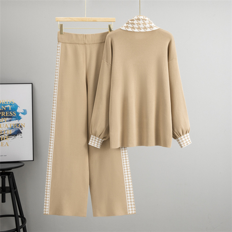 Autumn and winter scarves wide leg pants 3pcs set for women