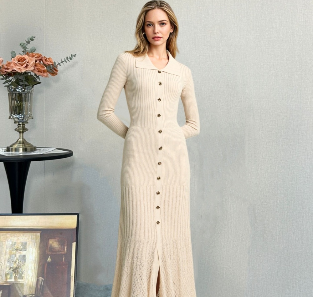 Knitted temperament dress European style long dress