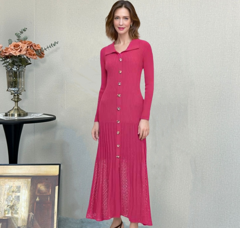 Knitted temperament dress European style long dress