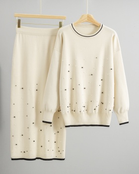 Temperament skirt starry sweater 2pcs set for women