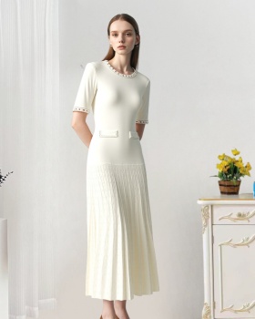 Elegant round neck slim long dress for women