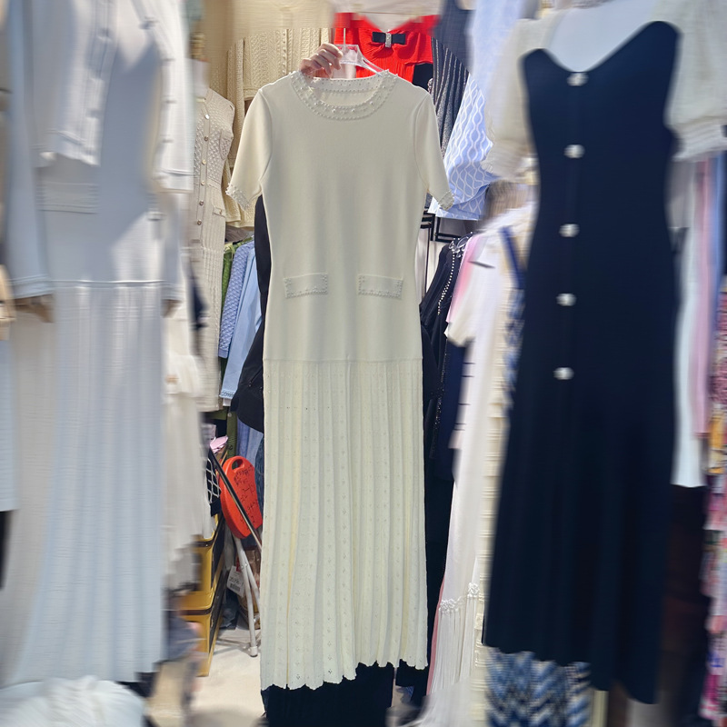 Elegant round neck slim long dress for women