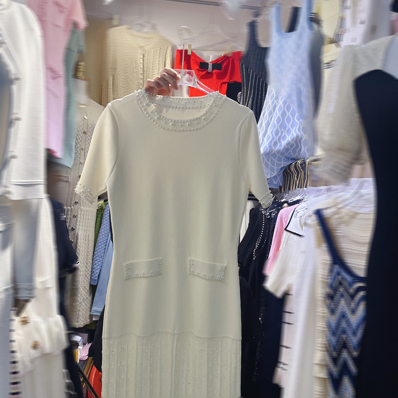 Elegant round neck slim long dress for women
