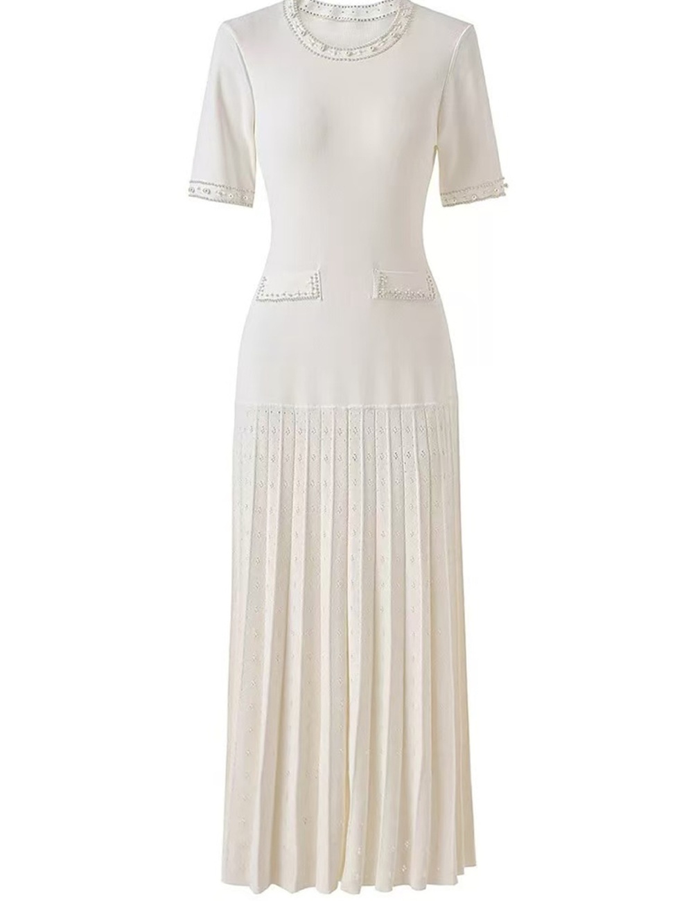 Elegant round neck slim long dress for women