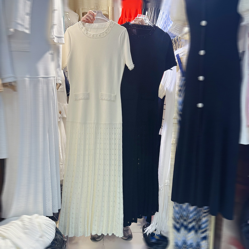 Elegant round neck slim long dress for women