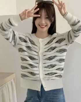 All-match mixed colors tender knitted cardigan for women