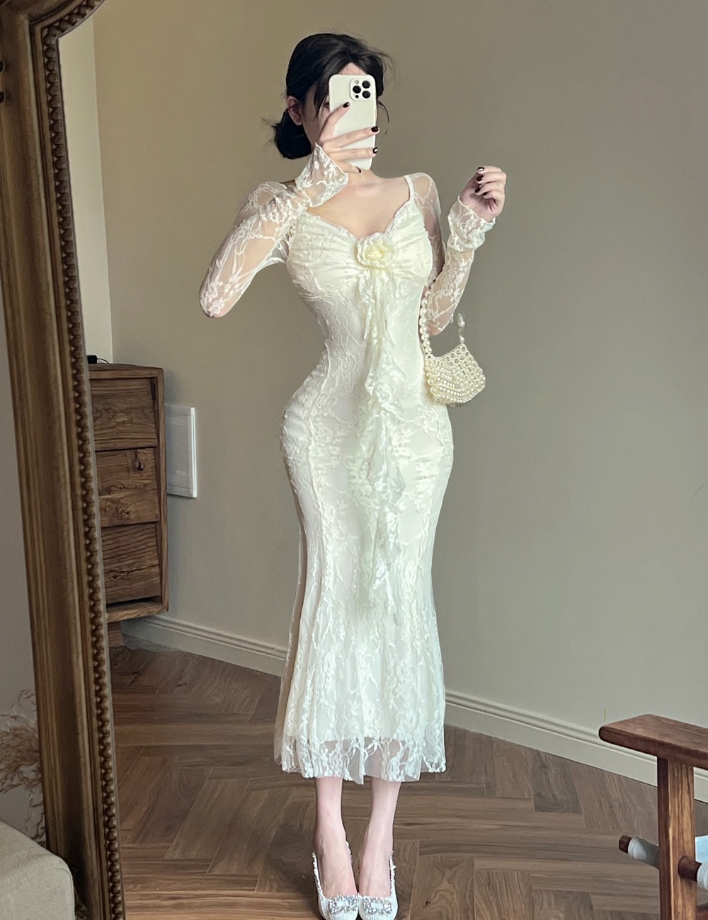 France style tender dress slim spring and autumn long dress