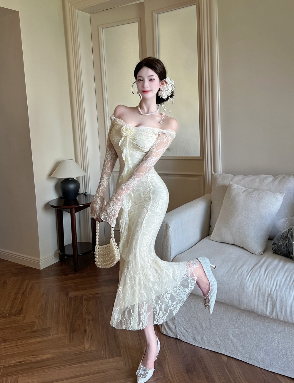 France style tender dress slim spring and autumn long dress