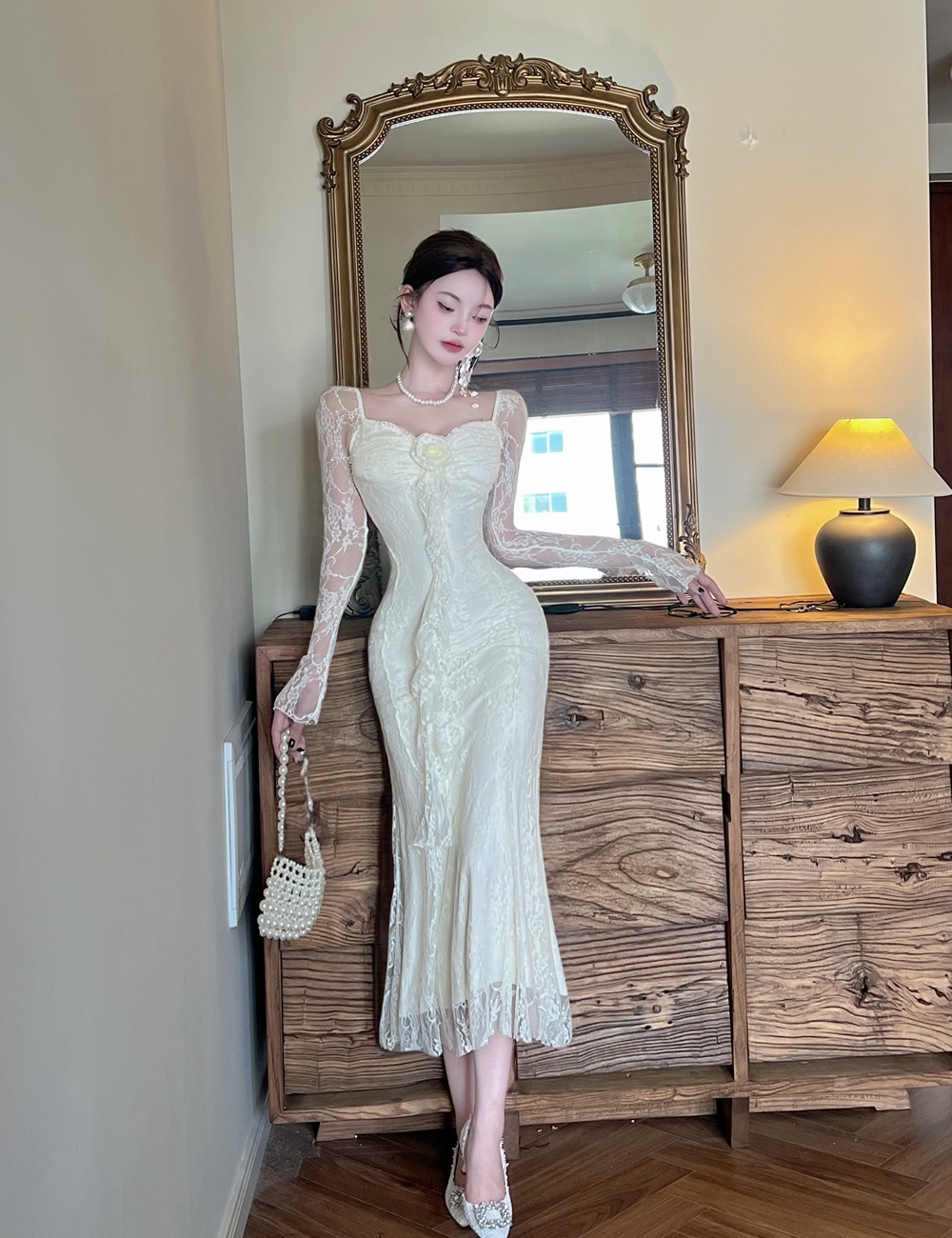 France style tender dress slim spring and autumn long dress