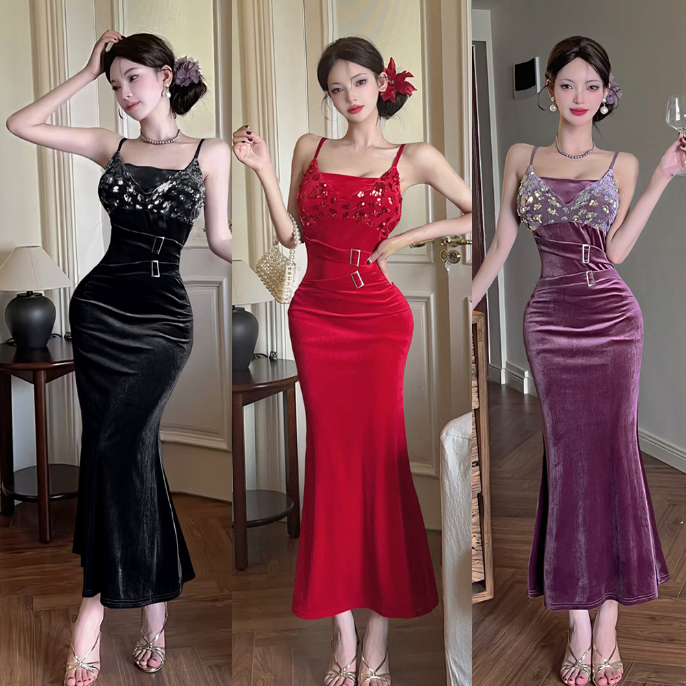 Sexy sequins formal dress autumn dress for women