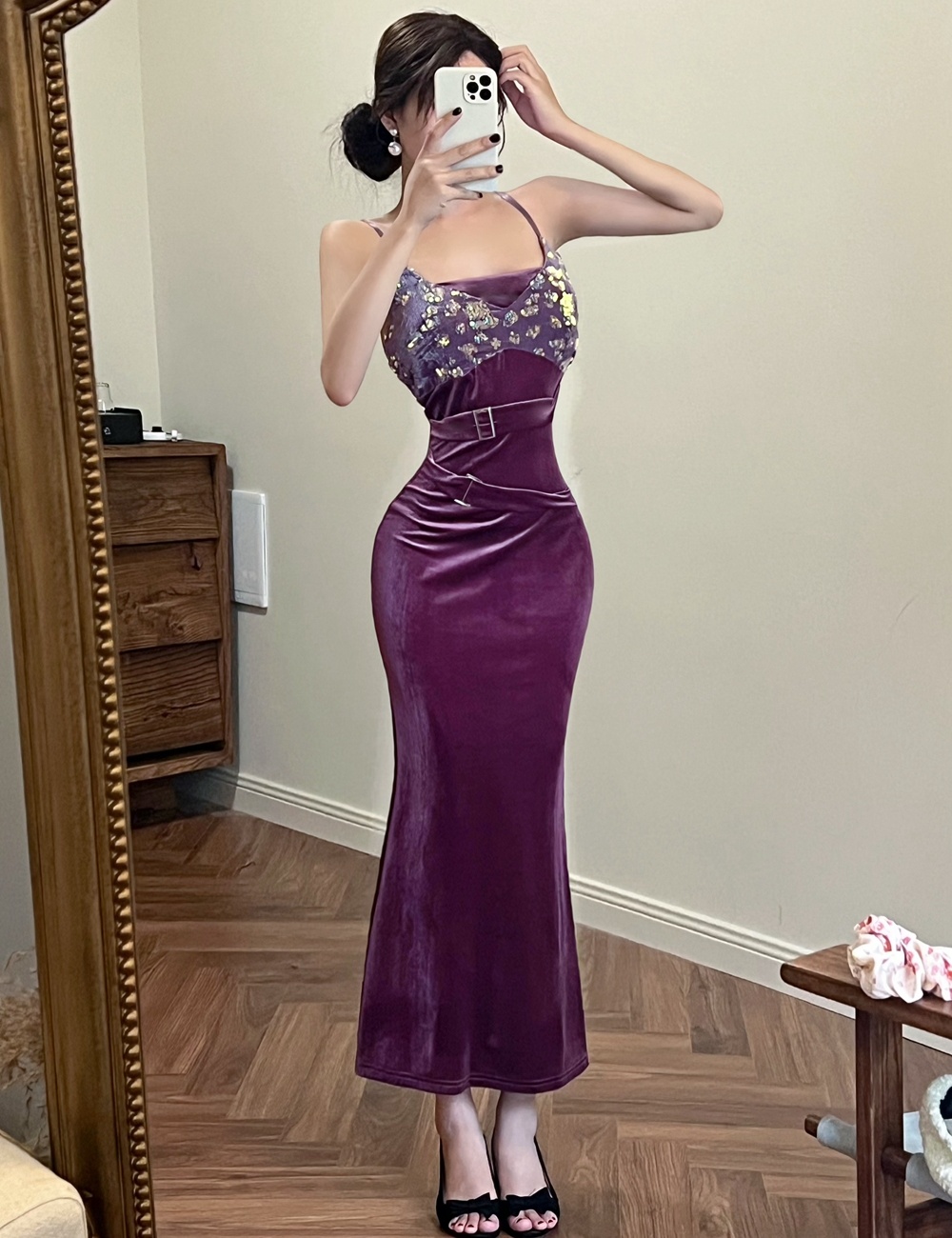 Sexy sequins formal dress autumn dress for women