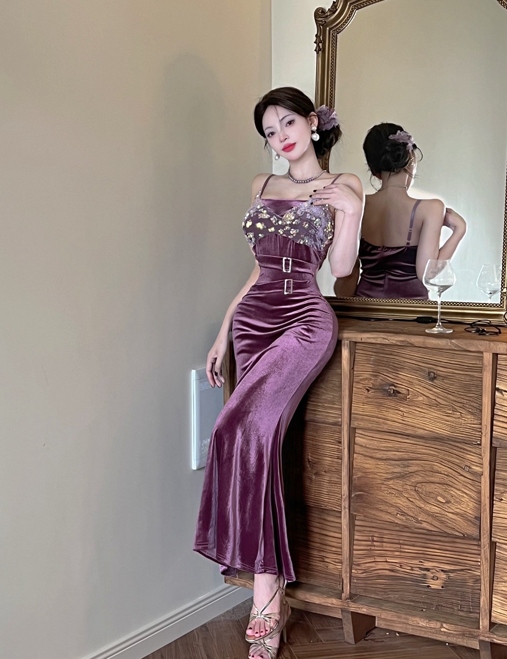 Sexy sequins formal dress autumn dress for women