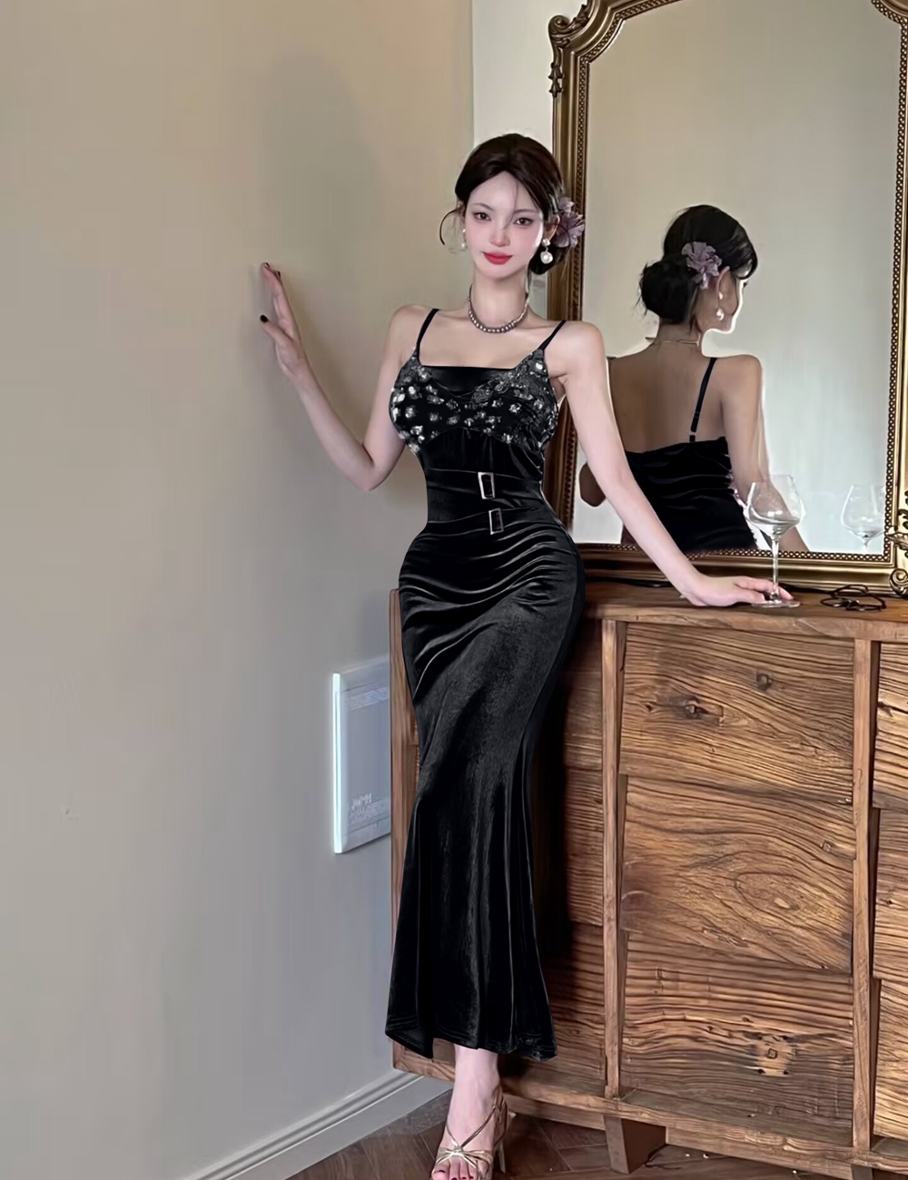 Sexy sequins formal dress autumn dress for women