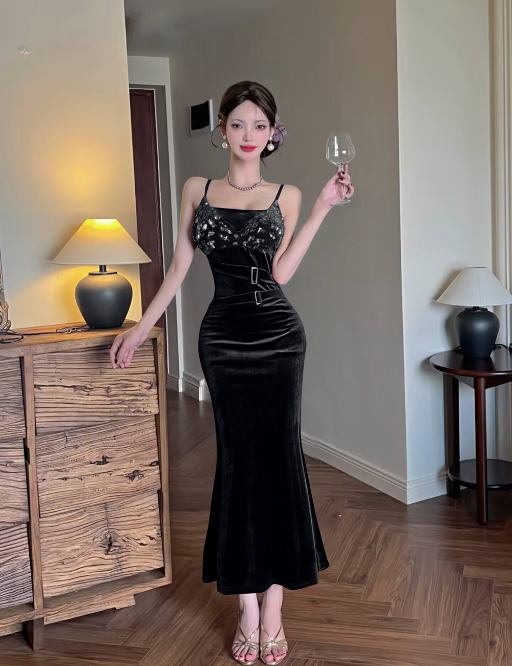 Sexy sequins formal dress autumn dress for women