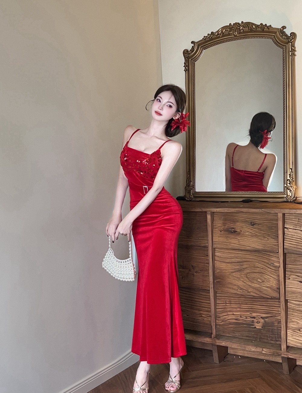 Sexy sequins formal dress autumn dress for women